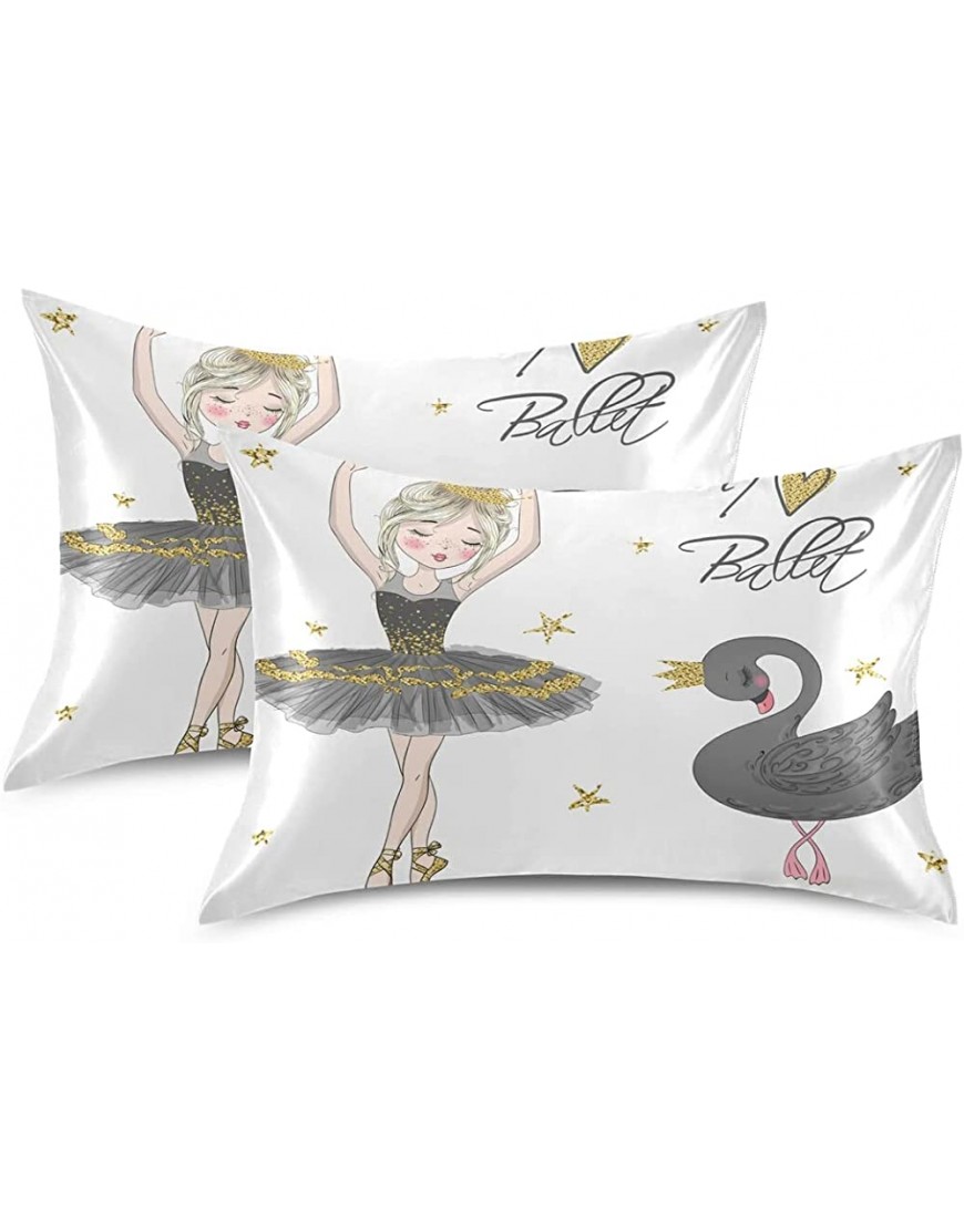 Satin Pillowcase for Hair and Skin Cute Animal Black Swan Girl Ballet Silky Pillow Case Covers with Envelope Closure,Queen Size 20x30 Inch - BF6W9KBI9