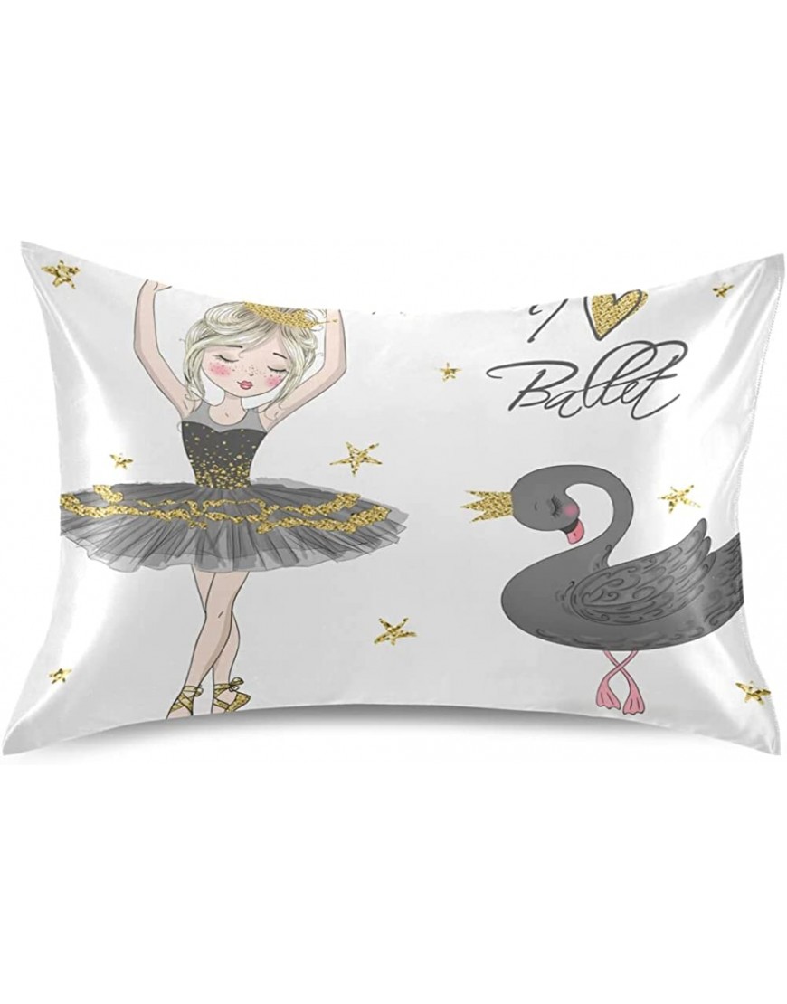Satin Pillowcase for Hair and Skin Cute Animal Black Swan Girl Ballet Silky Pillow Case Covers with Envelope Closure,Queen Size 20x30 Inch - BF6W9KBI9