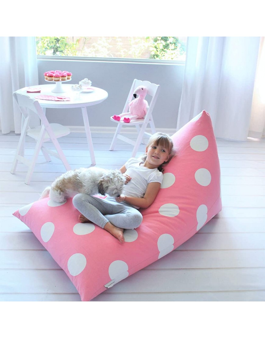 Butterfly Craze Bean Bag Chair Cover Stuffing Not Included – Toddler Toy Organizer – Fill with Stuffed Animals to Create a Jumbo Comfy Floor Lounger Kids Bedroom – Light Pink Polka Dots - B1GE6LTFC