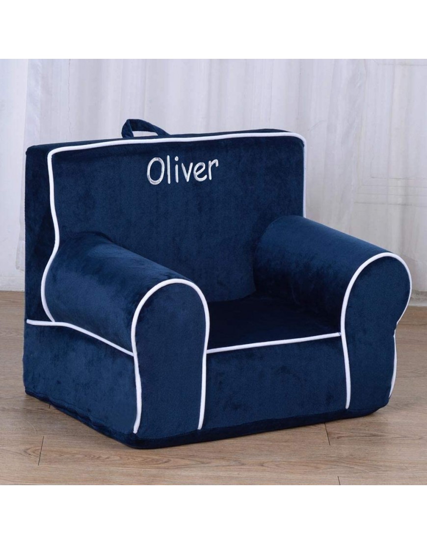 DIBSIES Personalized Creative Wonders Toddler Chair Ages 1.5 to 4 Years Old Blue with White Piping - BI1H7B1ZE