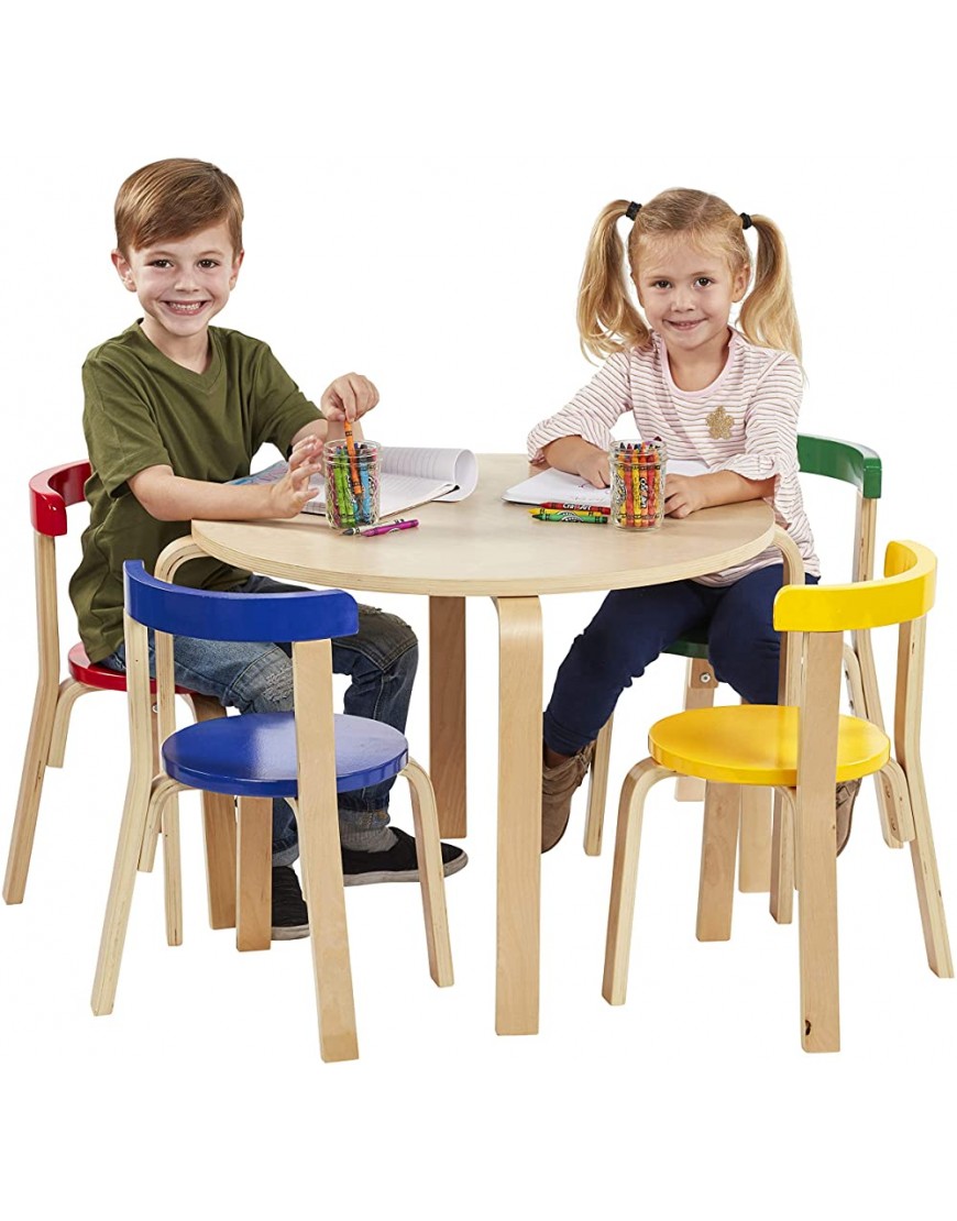 ECR4Kids Bentwood Curved Back Table and Chair Set, Premium Kids Wooden Furniture for Homes Daycares and Classrooms Assorted - B8EG09QB8
