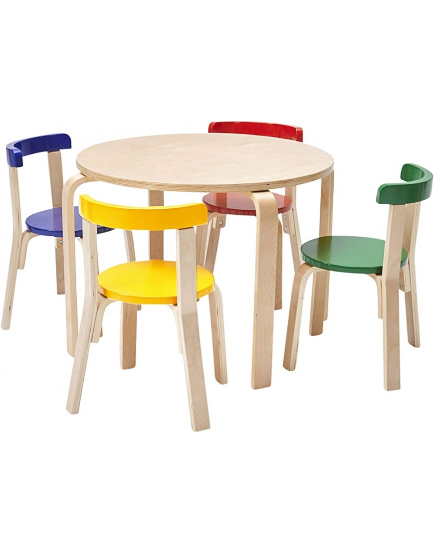 ECR4Kids Bentwood Curved Back Table and Chair Set, Premium Kids Wooden Furniture for Homes Daycares and Classrooms Assorted - B8EG09QB8