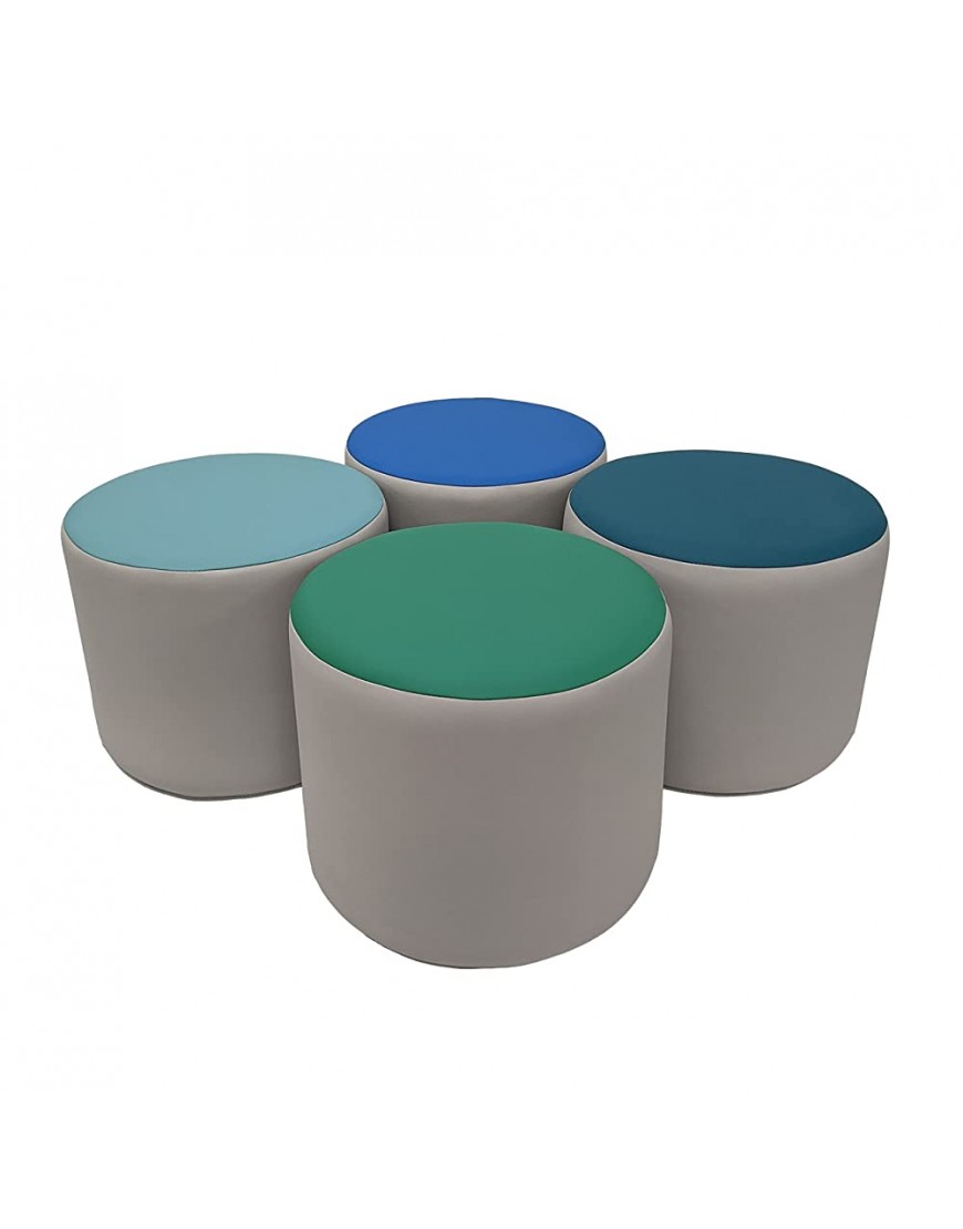 FDP SoftScape 15 inch Round Two-Tone Accent Ottoman for Ages 4-7; Modern Children's Furniture Lightweight Foam Seating for Home Playroom Classroom Library 4-Piece Contemporary 12763-139 - B08X1BOHP