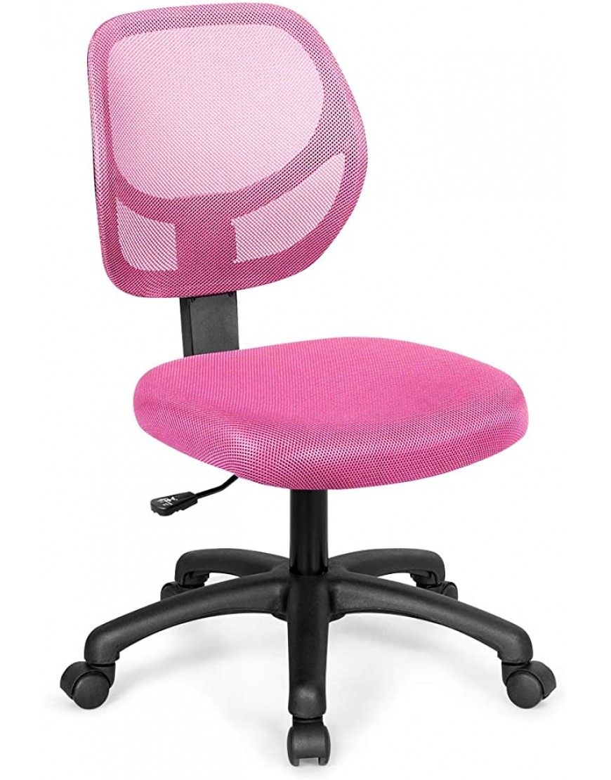 Giantex Kids Desk Chair Low-Back Mesh Children Computer Task Chair with Adjustable Height & Support Lumbar Upholstered Mesh Swivel Chair for Boys Girls Pink - BXD177SBY