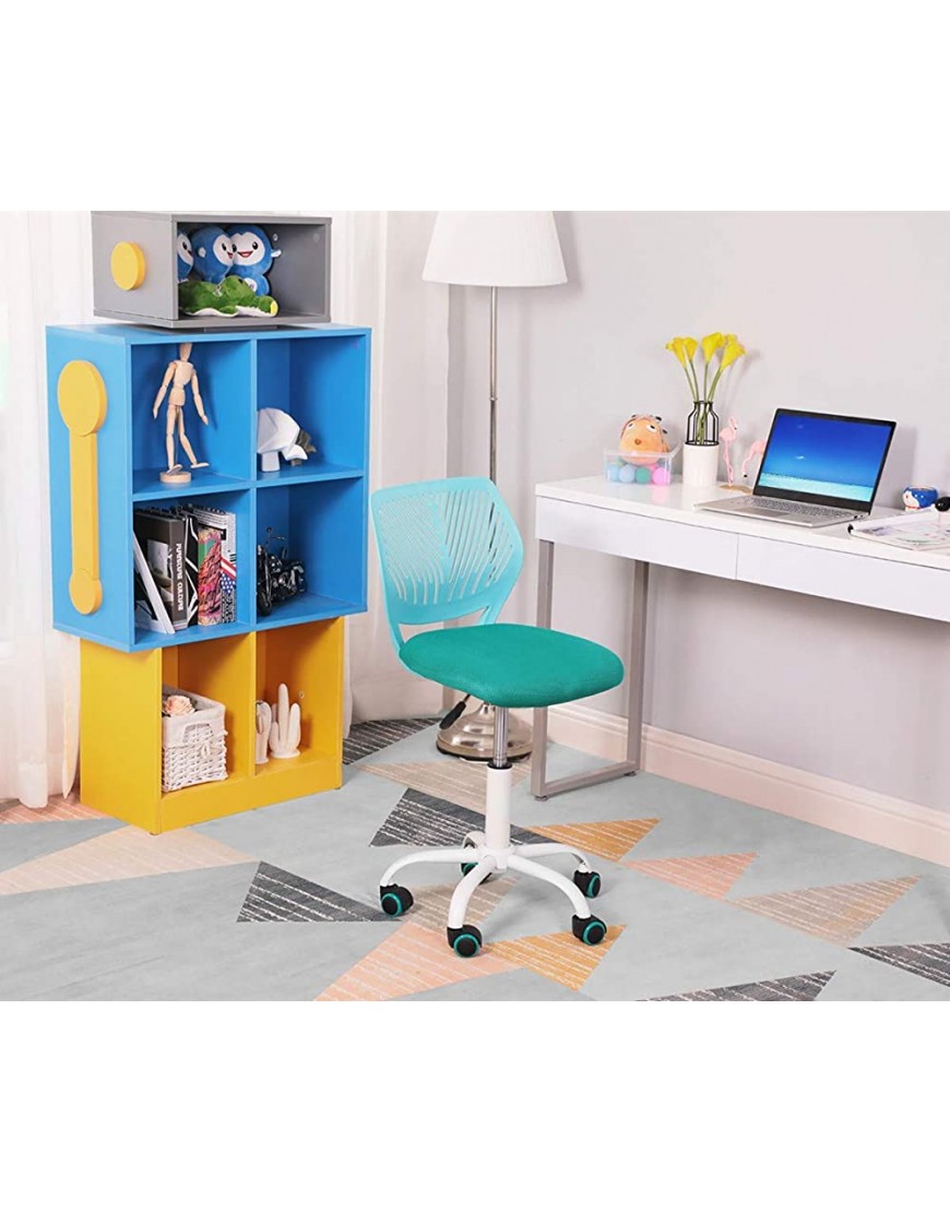 GreenForest Office Task Desk Chair Adjustable Mid Back Home Children Study Chair Turquoise - BOBMH8VWM