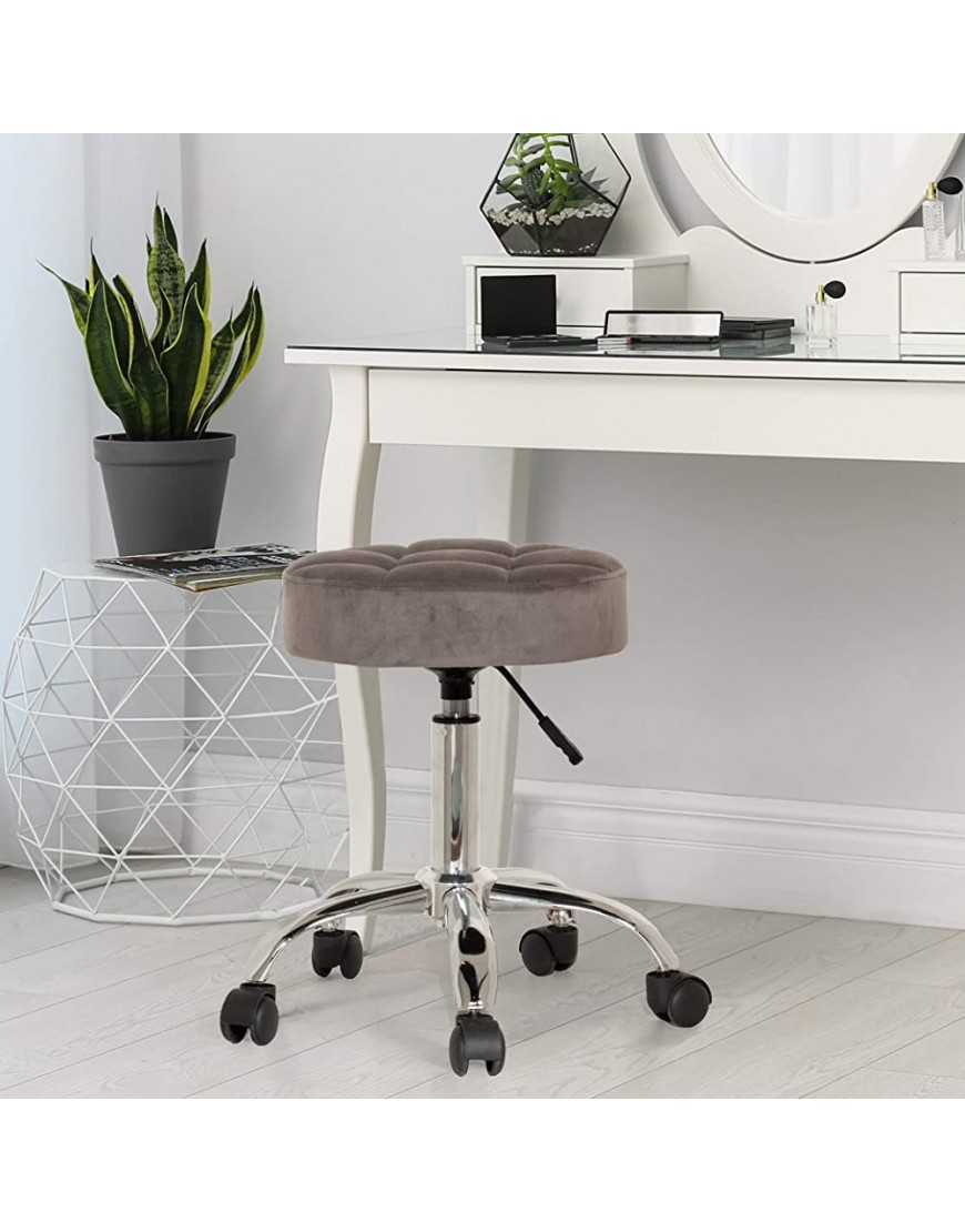 Hillsdale Nora Tufted Adjustable Backless Vanity Office Stool with Casters Gray - BYTW3FGCR