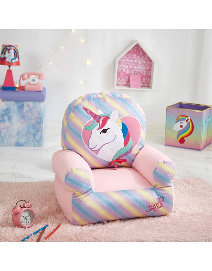 JoJo Siwa Rainbow Plush Structured Bean Bag Chair - BO5MID9HQ