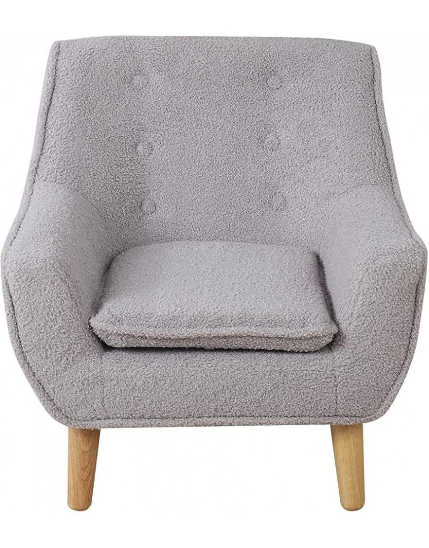 Kid Sofa Chair Super Soft Sherpa Fabric Toddle Chair Single Kid upholstered Armchair with Cushion Toddler Couch with Wooden Leg Small Baby Sofa for 0-4 Years for Children Grey - BTLVDK3RK