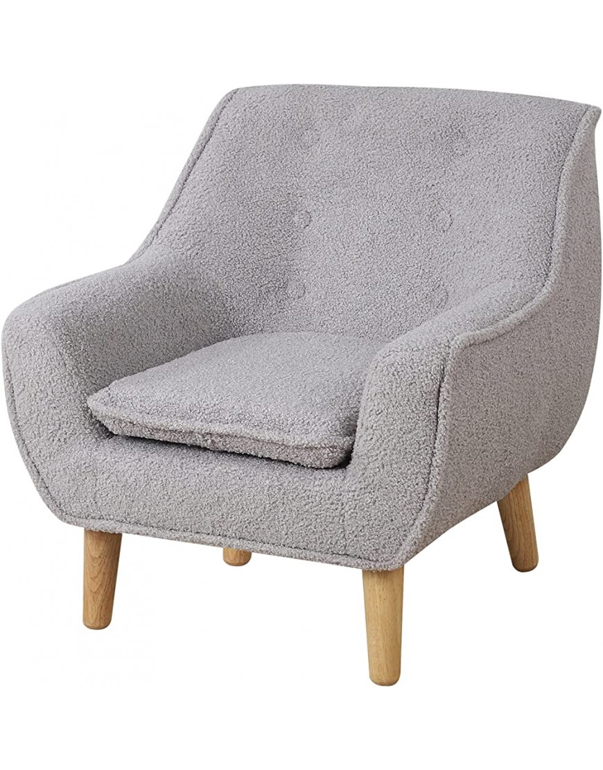 Kid Sofa Chair Super Soft Sherpa Fabric Toddle Chair Single Kid upholstered Armchair with Cushion Toddler Couch with Wooden Leg Small Baby Sofa for 0-4 Years for Children Grey - BTLVDK3RK