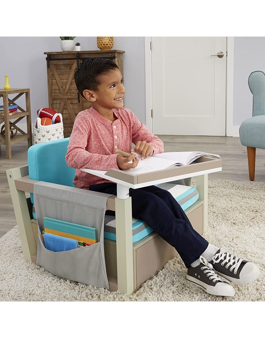 Little Tikes 2-in-1 Fun & Study Swivel Real Wood Desk with Chair Set Fabric Cushion Study Desk with Storage Modern Design Home & School- Kids Furniture for Children Girls Boys Ages 4-10 Year Old - B6YF6BXWI
