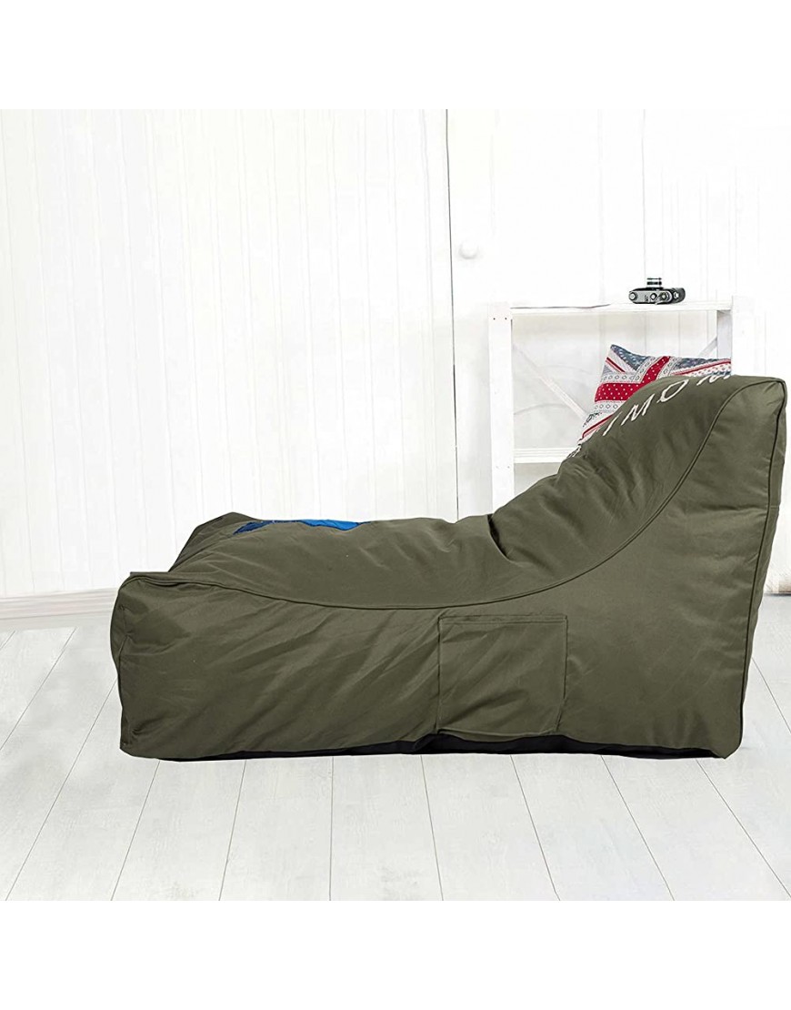 Livebest Bean Bag Chair Floor Chair Couch Lazy Lounger Memory Foam Sofa with Dirt-Proof Oxford Fabric&Side Pocket for Kids Age 2 and Up,MOM I'm FINE Army Green - BILJO9MU2