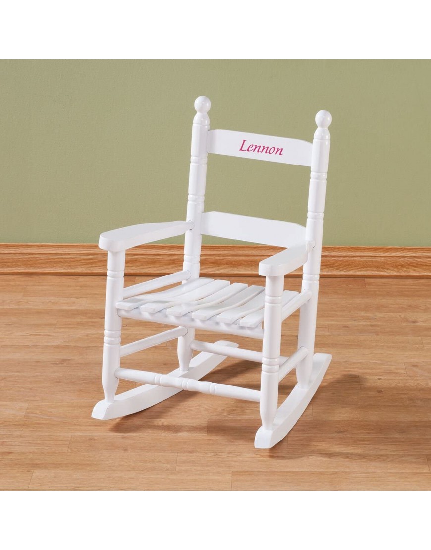 Miles Kimball Personalized Children’s Rocking Chair Features Classic Rocker Design and Hardwood Construction White Finish with Pink Font - BDSS71Z8N