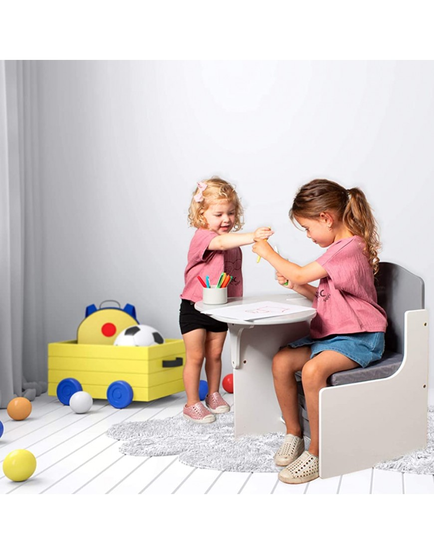 Milliard Toddler Chair Desk with Storage Bin for Kids Children Activity Playset Furniture with Modern Grey Colors - BGCVFQ6TB