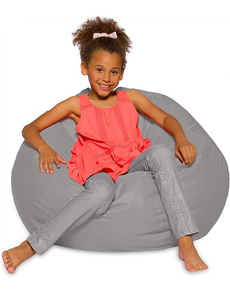 Posh Creations Bean Bag Chair for Kids Teens and Adults Includes Removable and Machine Washable Cover 38in Large Solid Gray - BJW924XSG