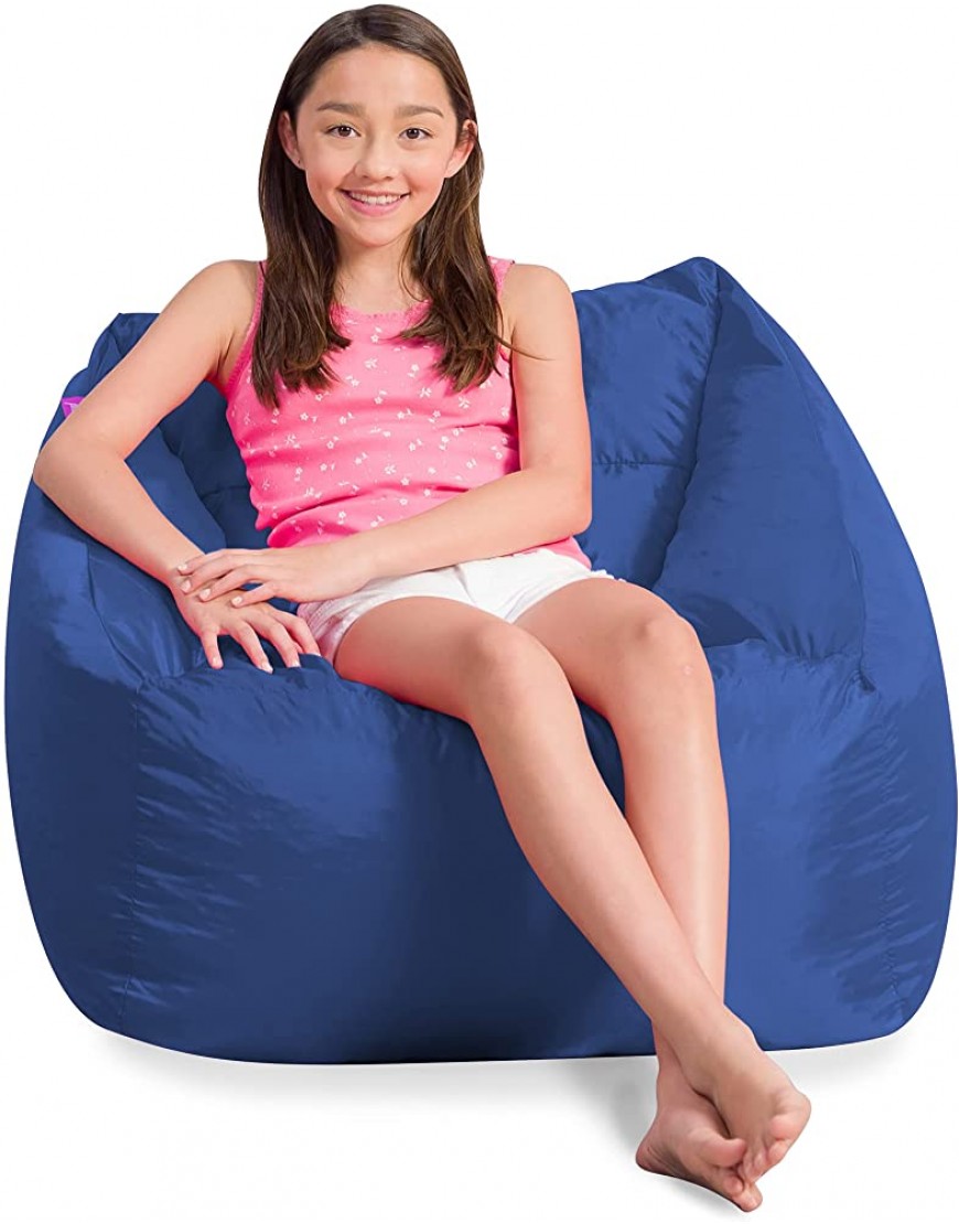 Posh Creations Coronado Bean Bag Boys and Girls Large Chair for Kids for Gaming and Playrooms Soft Nylon-Navy - B6DY9M3V0