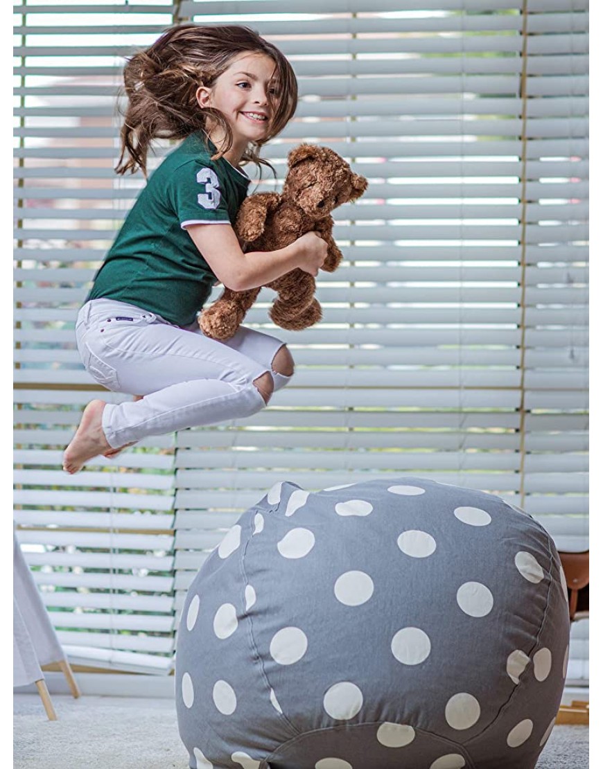 WEKAPO Stuffed Animal Storage Bean Bag Chair Cover for Kids | Stuffable Zipper Beanbag for Organizing Children Plush Toys | 38 Extra Large Premium Cotton Canvas - BZN4IXZX2