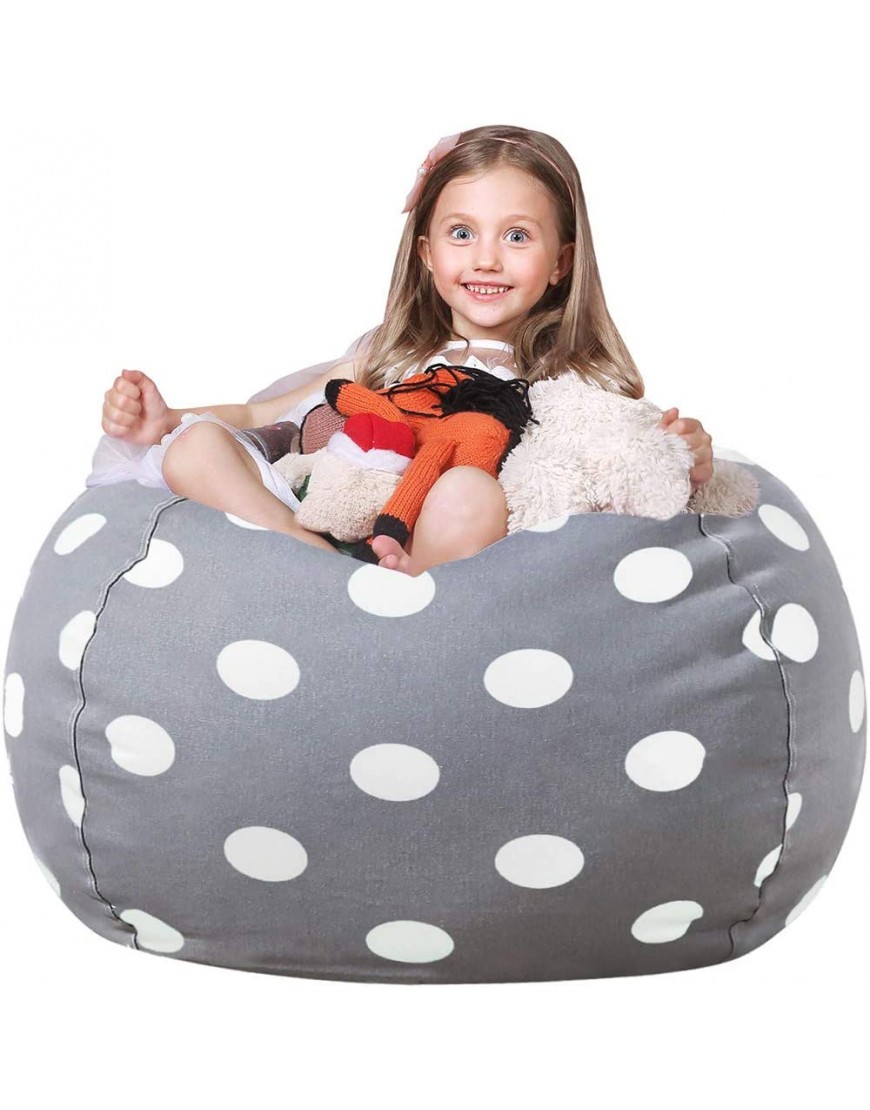 WEKAPO Stuffed Animal Storage Bean Bag Chair Cover for Kids | Stuffable Zipper Beanbag for Organizing Children Plush Toys | 38" Extra Large Premium Cotton Canvas - BZN4IXZX2