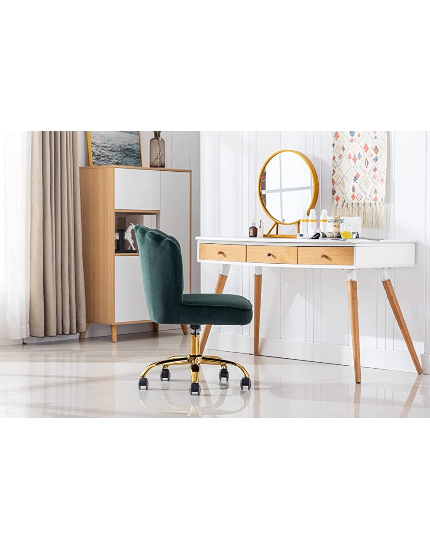 ZOBIDO Comfy Home Office Task Chair with Wheels Cute Modern Upholstered Velvet Seashell Back Adjustable Swivel Vanity Desk Chair for Women for Kids for Girls Living Room Bedroom Dark Green - BXJPFIXJE