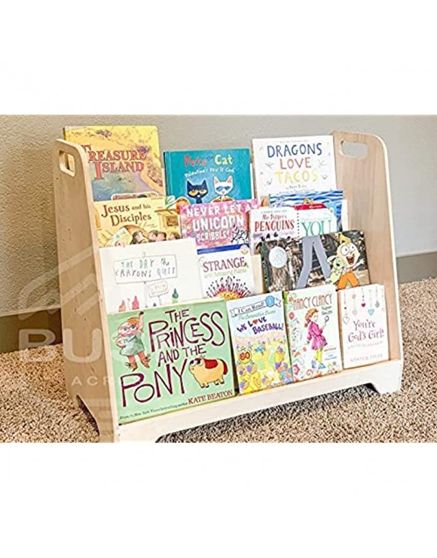 Bush Acres Large Montessori Bookshelf | Toddler Bookcase Kids Library Montessori Wooden Furniture | Nursery Gift | Wooden Book Shelf Made in USA - BAS14RHGF