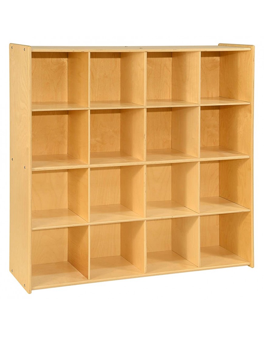 Contender 16 Big Cubby Section Storage Cabinet Multipurpose Montessori Shelves for Mobile Storage of Toys Craft Supplies in Natural Finish Made In USA - BZL6U28OM