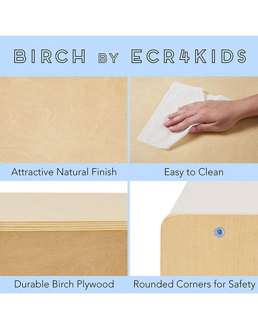 ECR4Kids ELR-0450 Birch 2 Shelf Storage Cabinet with Back Natural & ELR-0339 Birch Hardwood Single-Sided Bookcase Display Stand for Kids 5 Shelves GREENGUARD [Gold] - BMQX7K2D3