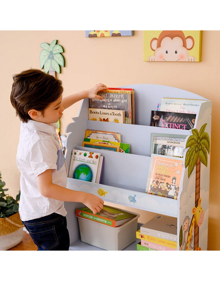 Fantasy Fields Sunny Safari Kids 3-Tier Wooden Bookshelf with Storage Drawer Multicolor - B8BC7PVWW