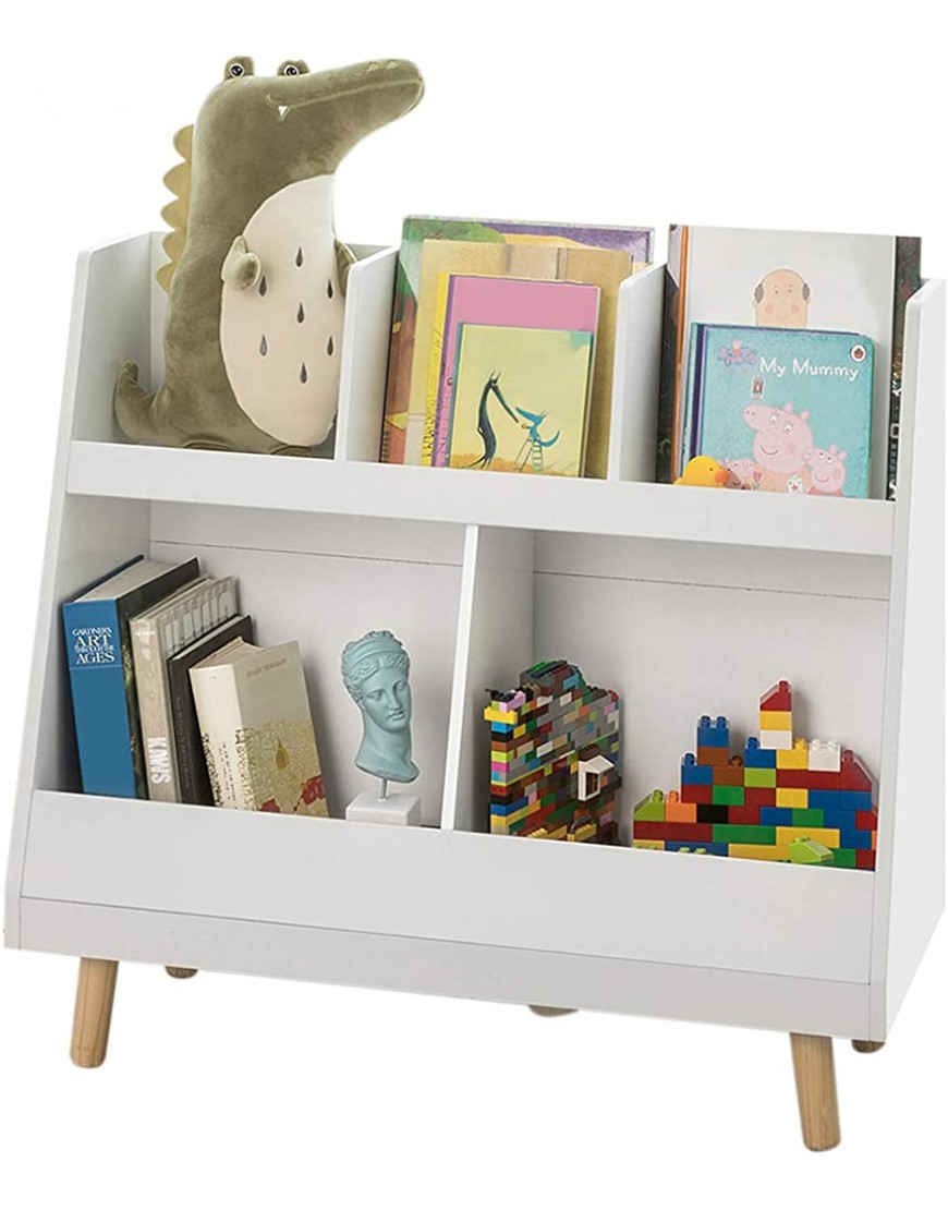 Haotian KMB19-W Children Kids Bookcase with 5 Compartments Storage Book Shelf Storage Display Rack Organizer Holder - BOLZJUN8N