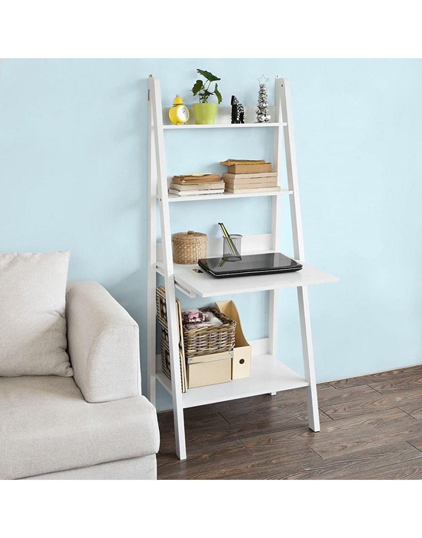 Haotian Modern Ladder Bookcase Made of Wood Book Shelf,Stand Shelf Wall Shelf FRG115-W - BMDFATU4S