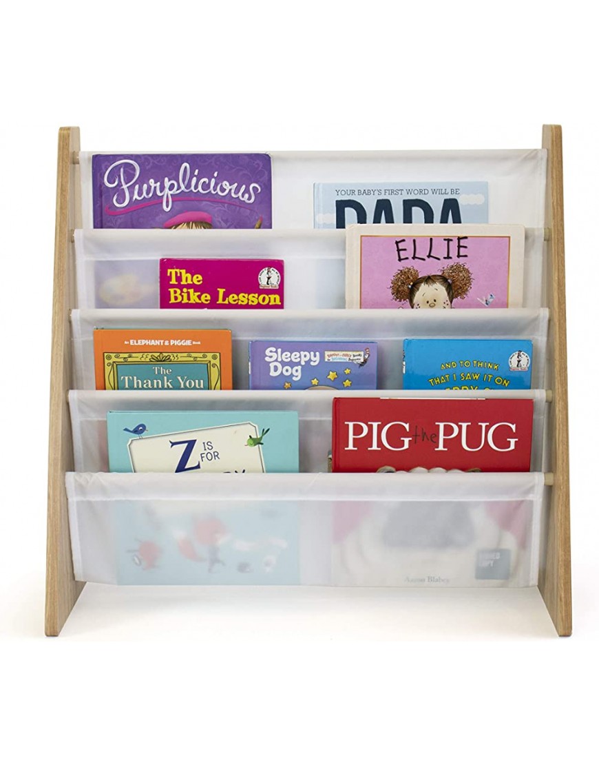 Humble Crew Natural White Kids Book Rack Storage Bookshelf with Deep Sleeves Universal - BMMZ2NG37