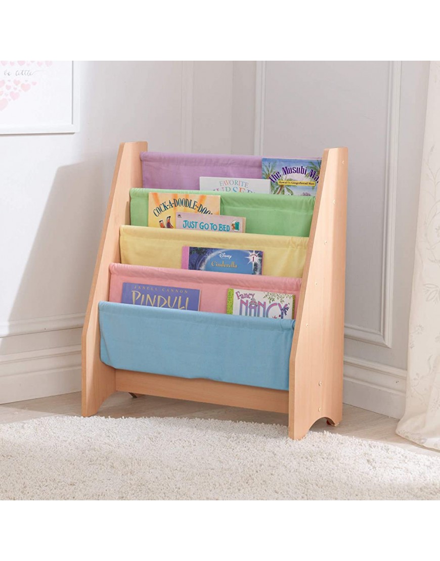 KidKraft Wood and Canvas Sling Bookshelf Furniture for Kids – Pastel & Natural Gift for Ages 3+ - B6RBIAZES