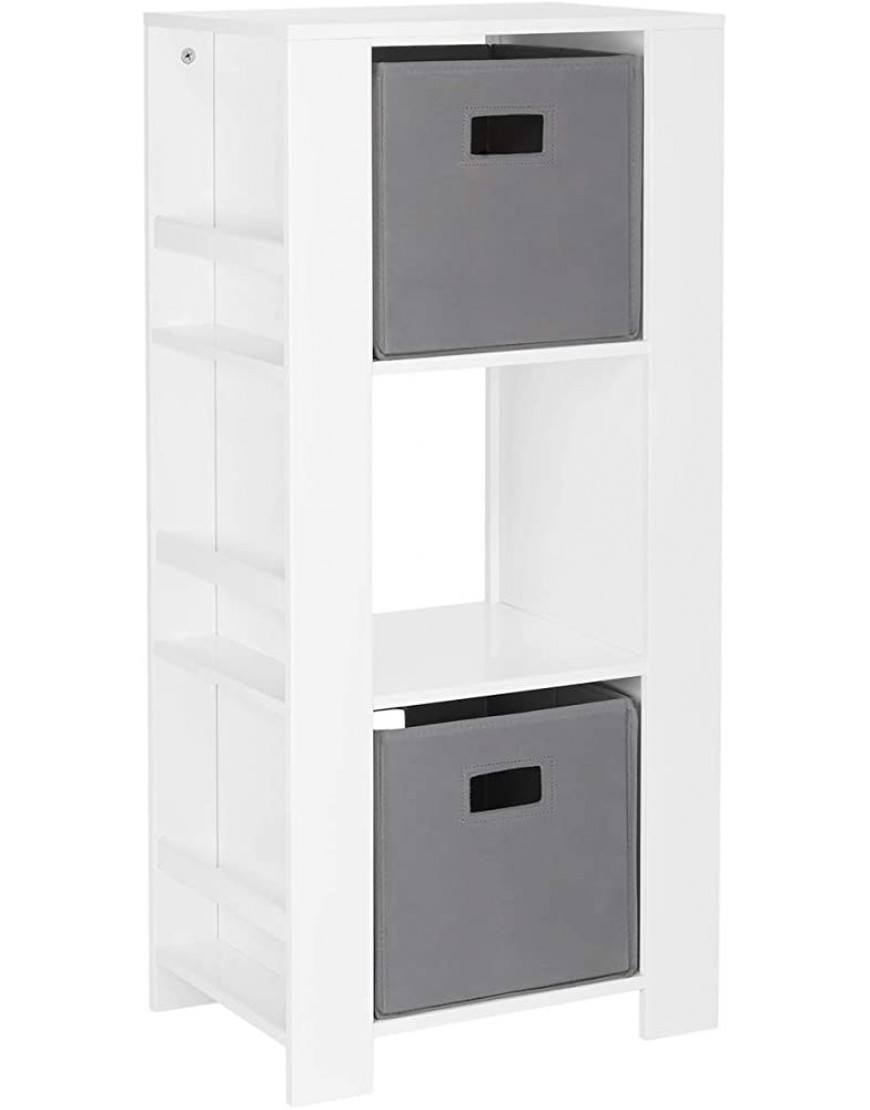 RiverRidge Home 02-166K Book Nook Collection Kids Cubby Bookshelves with 2pc Bin-Gray Storage Tower White - BNPZWIVWF