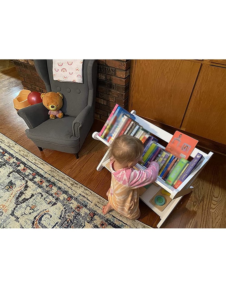 UTEX Kids' Book Caddy with Shelf Kids Bookcase Storage with Shelf Kids Book Storage Organizer for Toddlers Kids White White - B3CIEL3RX