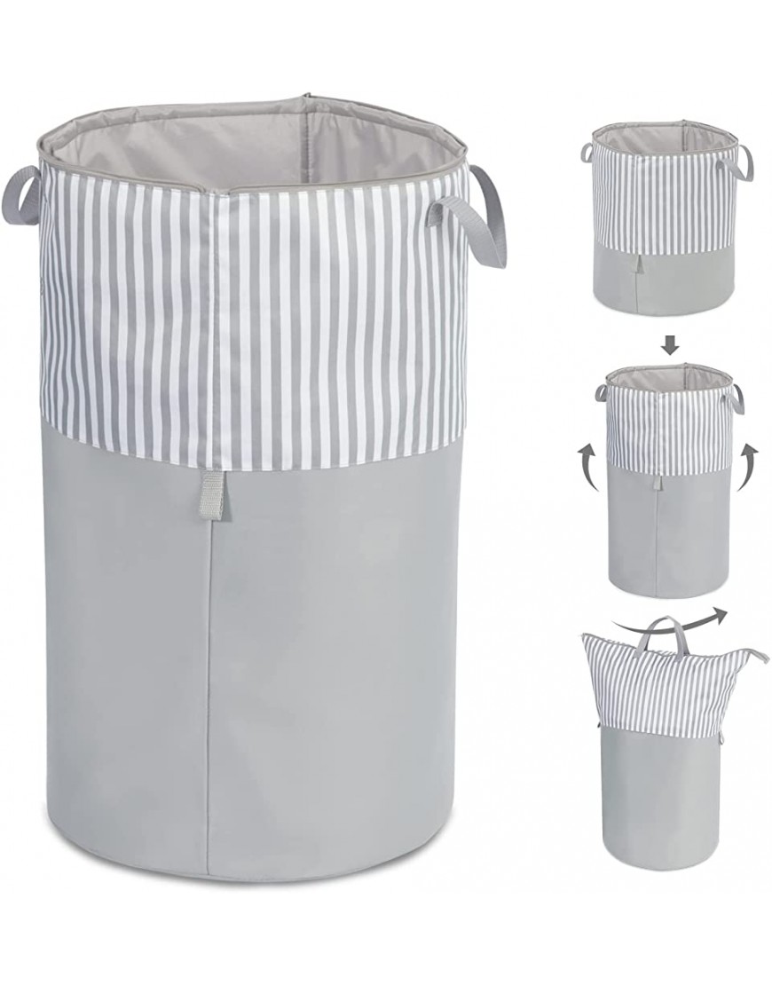 Adjustable Height Laundry Hamper 90L Large Laundry Basket with Zipper and Handles Foldable Clothes Hamper for Living Room Bedroom Nursery Tall Storage Basket for Clothes Blankets 27.6"H Grey - B1HZHOE6A