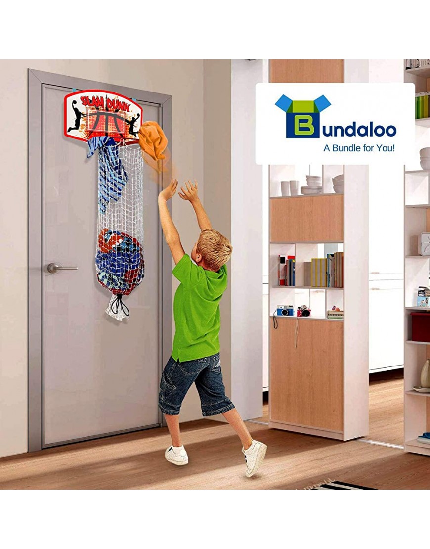 Bundaloo Slam Dunk Basketball Hamper Over The Door 2 in 1 Hanging Basketball Hoop Or Laundry Hamper Boys & Girls Room Decor Fun Gift - BWCIOR46U