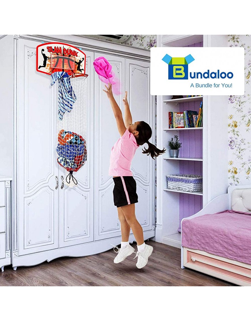 Bundaloo Slam Dunk Basketball Hamper Over The Door 2 in 1 Hanging Basketball Hoop Or Laundry Hamper Boys & Girls Room Decor Fun Gift - BWCIOR46U