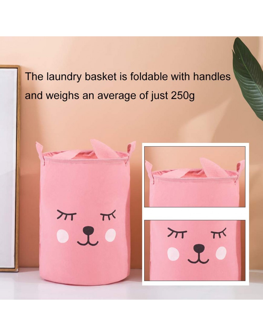 Children's Laundry Basket Collapsible Fabric Nursery Storage Bin Cute Organizer Large Foldable Hamper for Home Closet Laundry Cartoon Clothes Bag Toys Storage Stylish – Pink Eyelash Rabbit - B4ZESNTPC