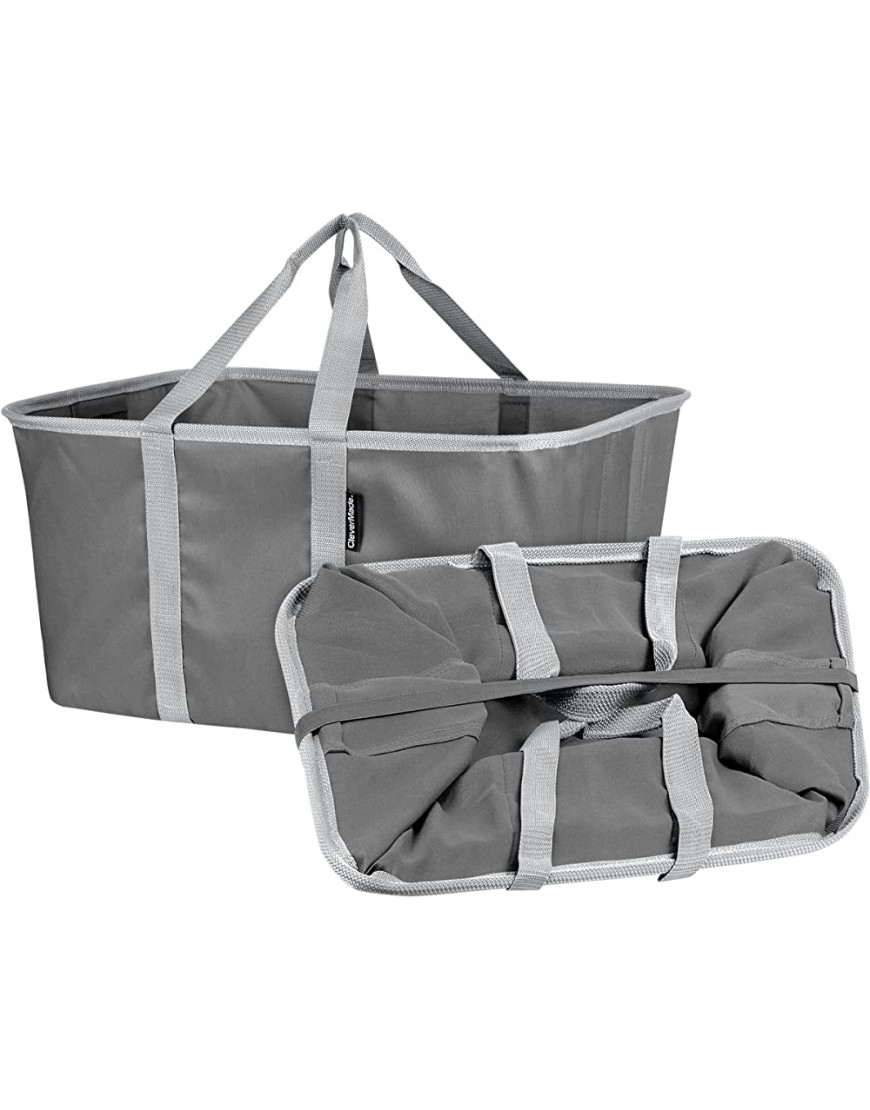 CleverMade Collapsible Fabric Laundry Baskets Foldable Pop-Up Storage Container Organizer Bags Large Rectangular Space Saving Clothes Hamper Tote with Carry Handles Pack of 2 Charcoal - BLEAS8U7H