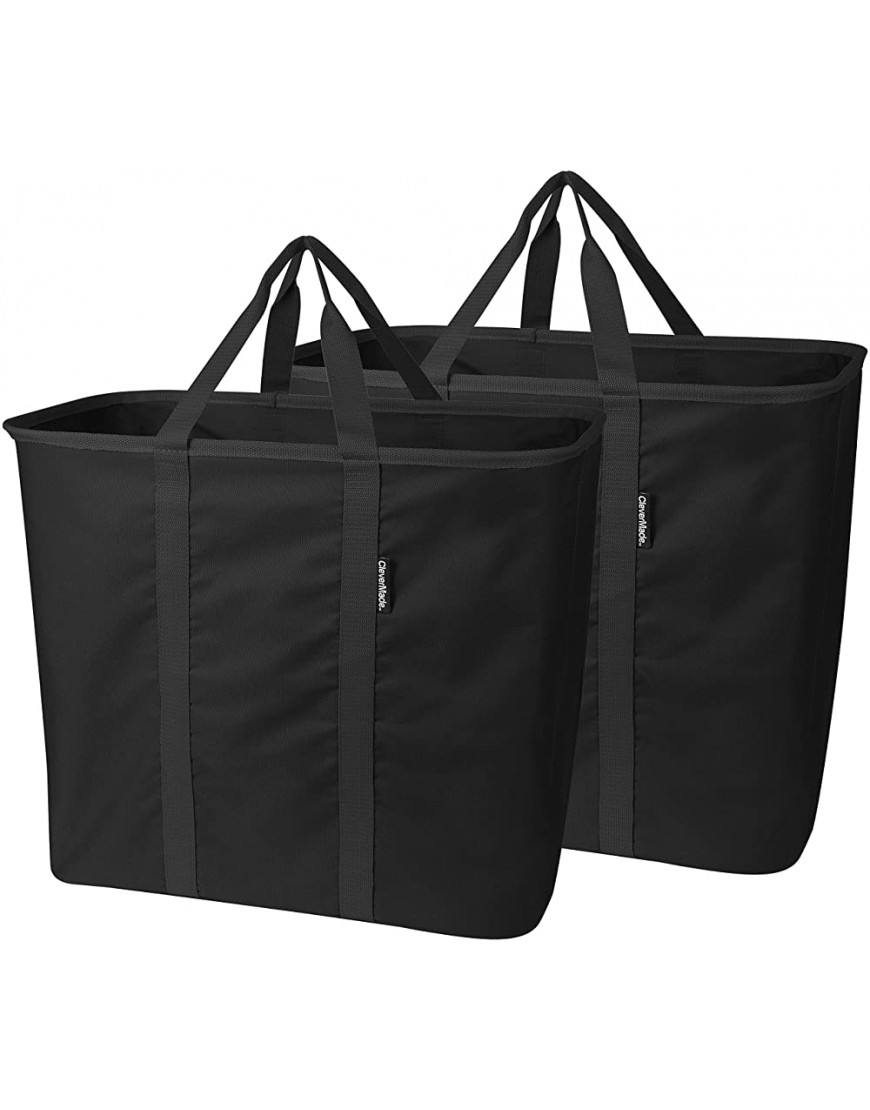 CleverMade SnapBasket LaundryCaddy CarryAll XL Pop-Up Hamper Collapsible Laundry Basket and Extra-Large Tote Bag Pack of 2 Black - BFE13W3SH