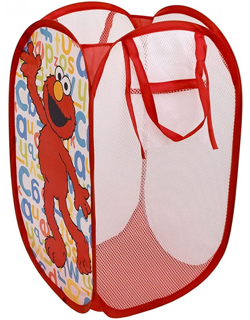 Crown Crafts Infant Products Sesame Street Elmo Pop Up Hamper Mesh Laundry Basket Bag with Durable Handles - BLW5GGLNF