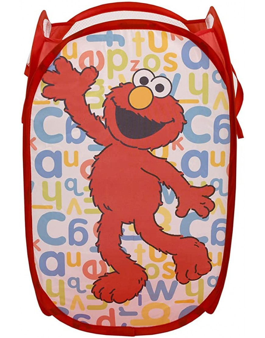 Crown Crafts Infant Products Sesame Street Elmo Pop Up Hamper Mesh Laundry Basket Bag with Durable Handles - BLW5GGLNF