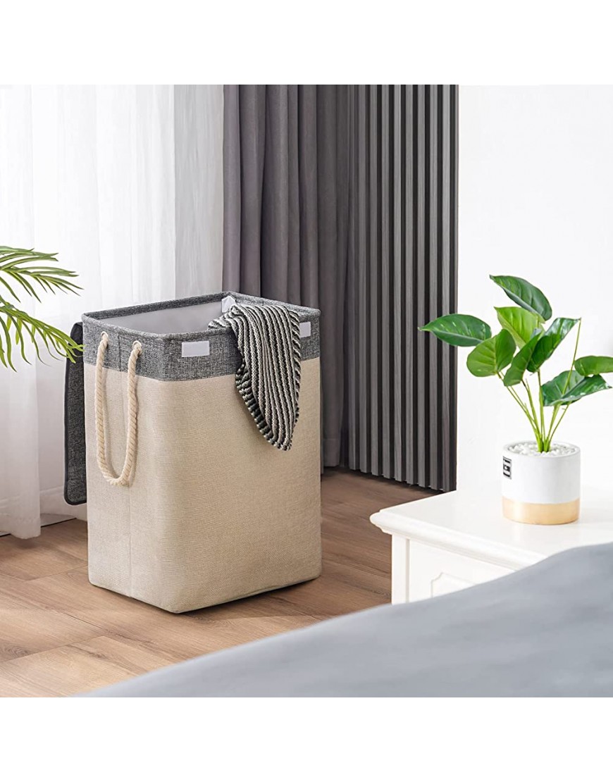 Fiona's magic 80L Laundry Basket with Lid Large Tall Laundry Hamper with Rope Handles Dirty Clothes Hamper for Bedroom Living Room Grey & Black - BT8JVUOM9
