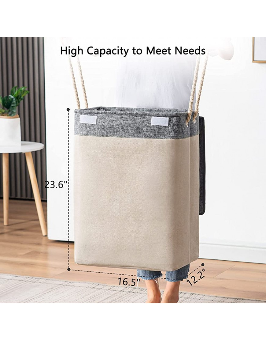 Fiona's magic 80L Laundry Basket with Lid Large Tall Laundry Hamper with Rope Handles Dirty Clothes Hamper for Bedroom Living Room Grey & Black - BT8JVUOM9