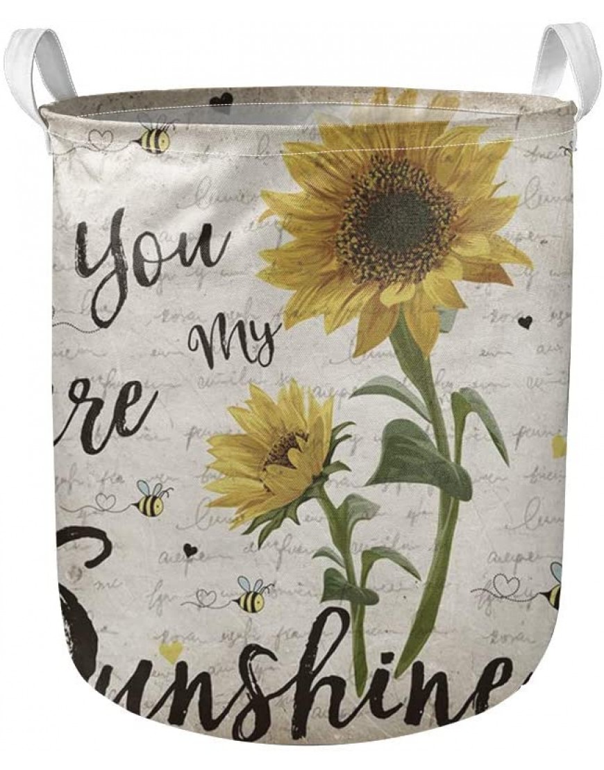 Frestree Nursery Storage,You are My Sunshine Baby Hamper Vintage Sunflower & Bee 16.1-Inches Large Laundry Basket - BJ2H8UKG9