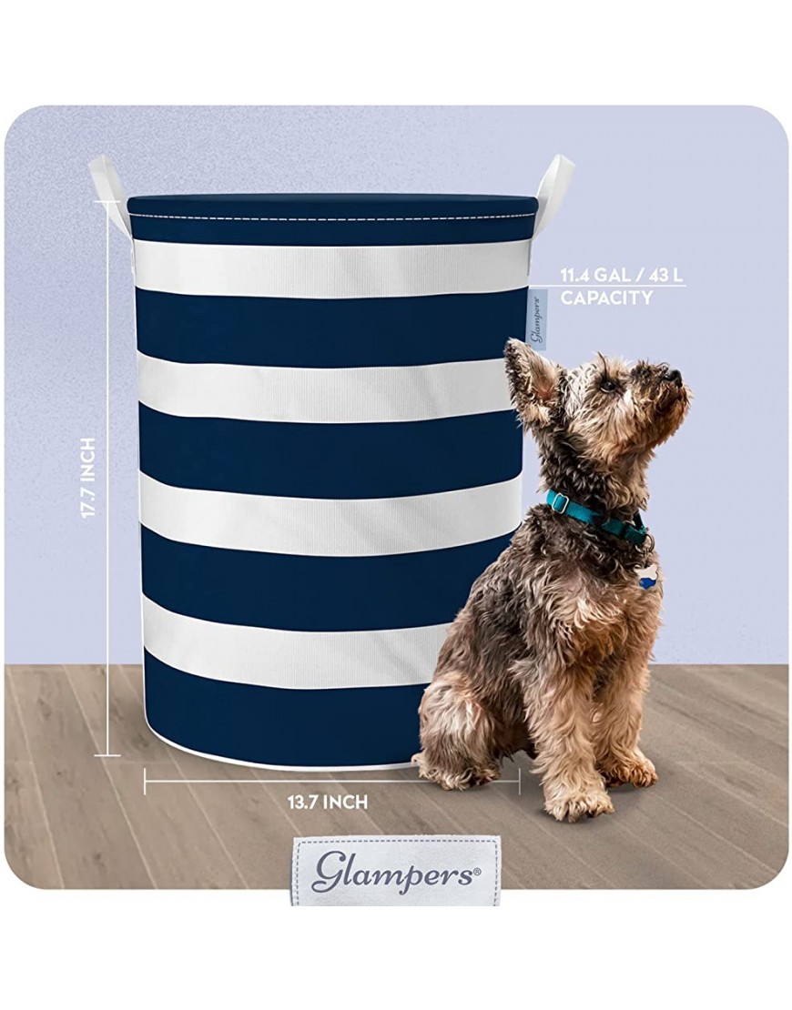Glampers Baby Laundry Baskets-Kids Laundry Hamper Baby Hamper Dirty Clothes Hampers for Bedroom Kids Hamper & Baby Laundry Hamper Small Navy Stripes CRGNAVYMED - BY2Y3BCPP