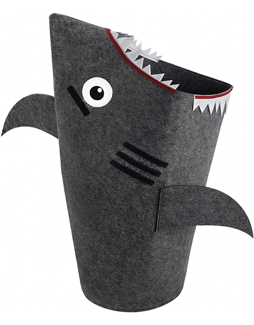Grey Shark Kids Laundry Basket Sturdy Kids Hamper with 2 Handles Real Shark Look Nursery Hamper for Baby Dirty Clothes Hamper Toy Storage Baskets for Boys Room Home Decorations - BXSEX6CCW