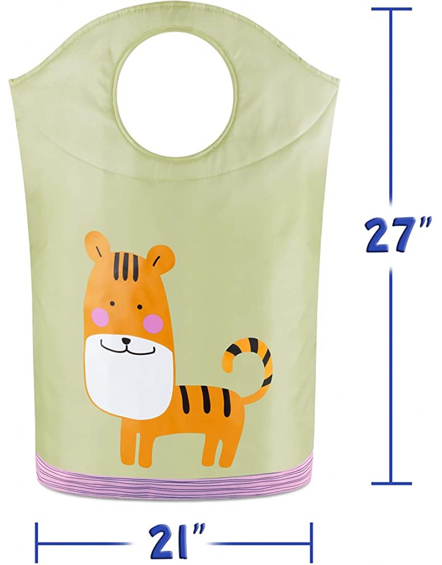 KMD Kids Laundry Hamper Collapsible Dirty Clothes Basket Pop Up Bin for Baby Nursery Boys and Girls Bedroom Decor Tiger - B72GQNW90