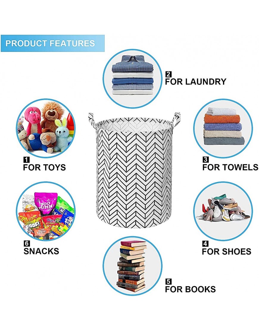 Large Baby Laundry Basket Hamper- Collapsible Clothes Hamper with Handles 15.7 x 19.7 Freestanding Waterproof Toys Blanket Storage Basket -White - B5QQ7QQ4F