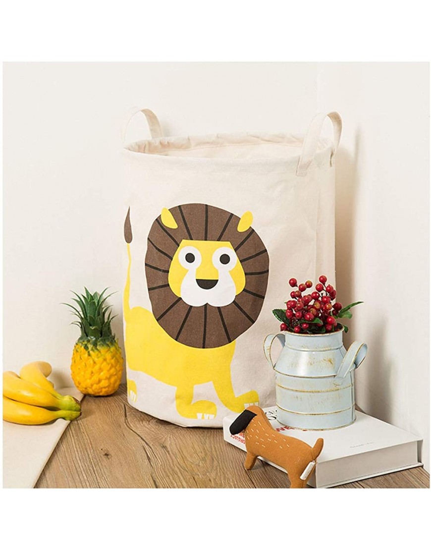 Large Laundry Storage Bin Canvas Lion Storage Baskets with Handles,Collapsible Laundry Hamper for Household Boy Gift Baskets,Toy Organizer Yellow - B78HRX89B