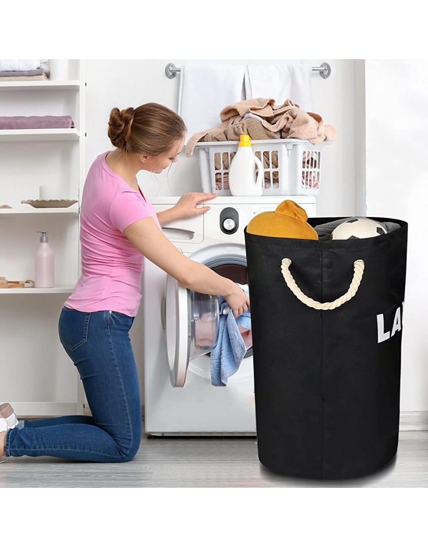 Laundry Basket,85L Large Collapsible Freestanding Laundry Hamper Bag Storage Bin for Dirty Clothes blanket Baby Toys ,Bedroom Laundry Room Organizer Black - BOV299JN8