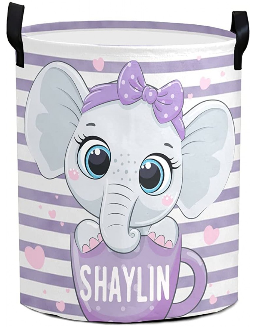 Personalized Laundry Baskets Custom Laundry Hamper Collapsible Clothes Storage Basket with Handle for Bathroom Living Room Bedroom Baby elephant 04 - BHUVGHN0T